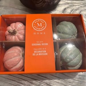 Martha Stewart Set 6 Pumpkins Speckled Blue Seasonal Thanksgiving Fall Decor